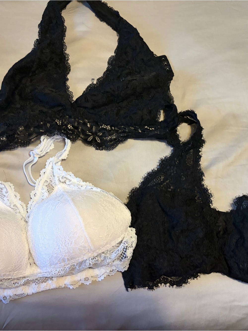 Lace Bralette Set - Black & White Women's Intimates